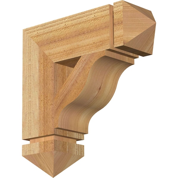 Ekena Millwork Funston Arts & Crafts Rough Sawn Bracket, Western Red Cedar, 4"W x 14"D x 14"H BKT04X14X14FST03RWR - main